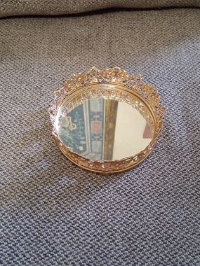 Vintage Gold Ornate Mirrored Vanity Tray